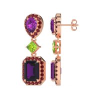 Multi Shape Halo Antique Dangle Earrings