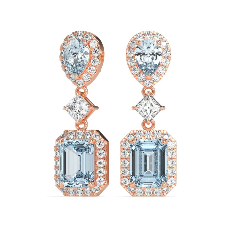 Multi Shape Halo Antique Dangle Earrings