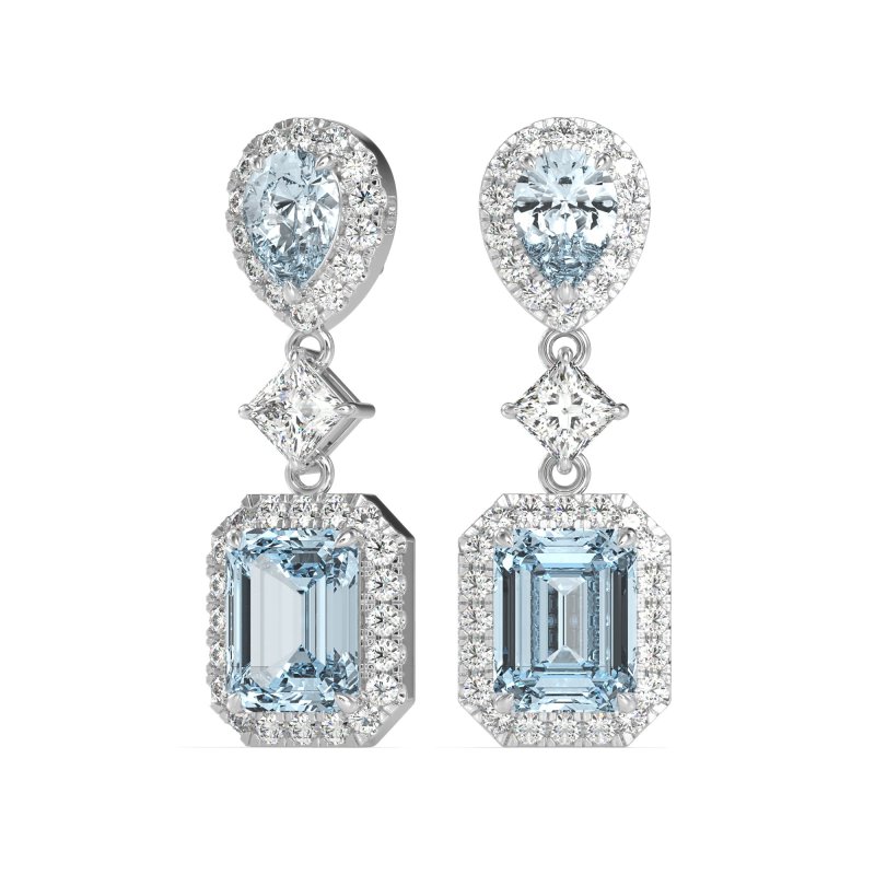 Multi Shape Halo Antique Dangle Earrings