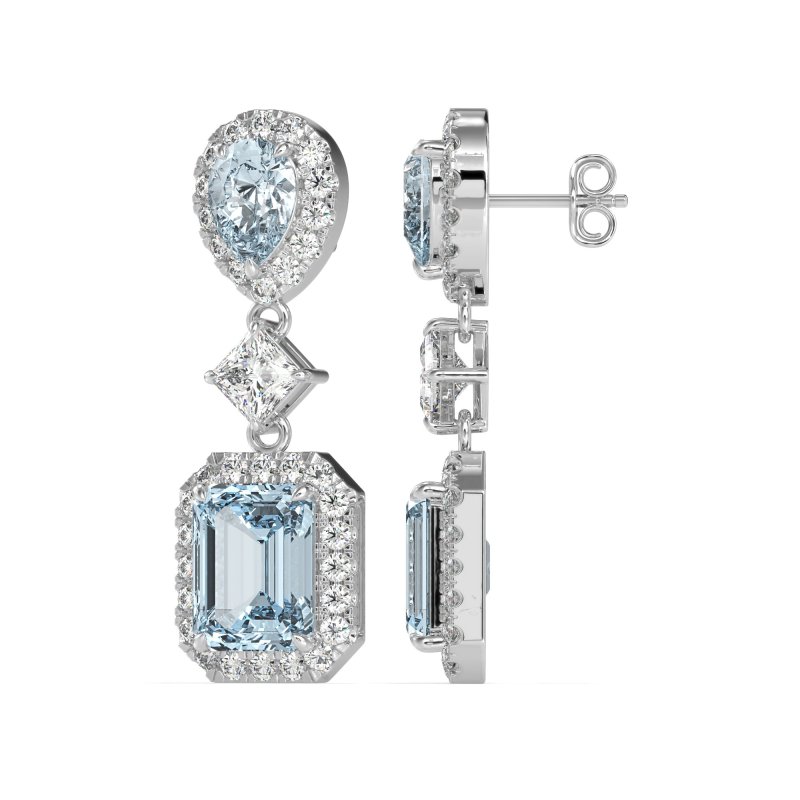 Multi Shape Halo Antique Dangle Earrings