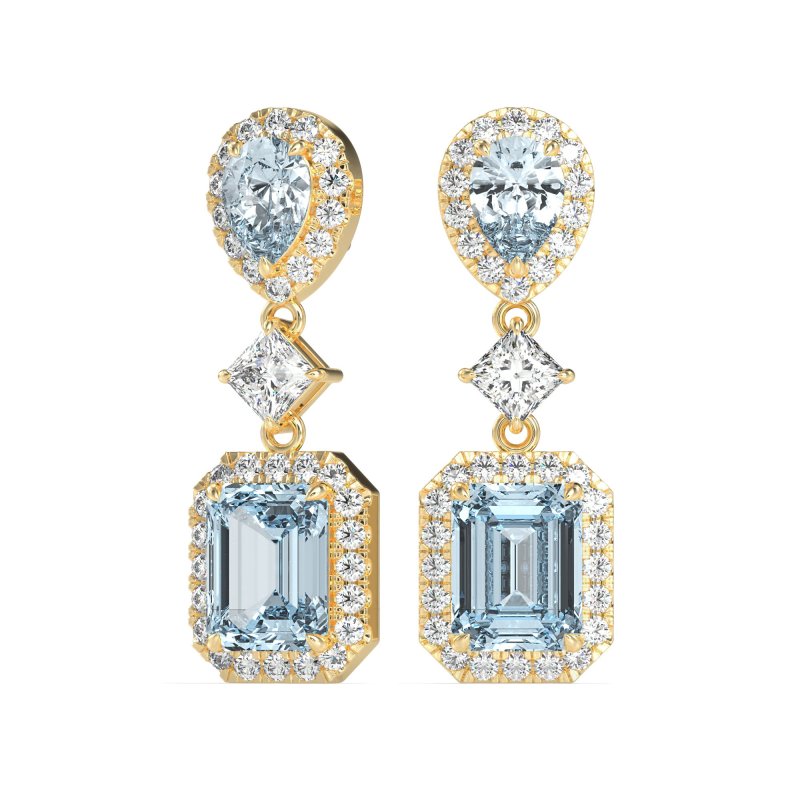 Multi Shape Halo Antique Dangle Earrings