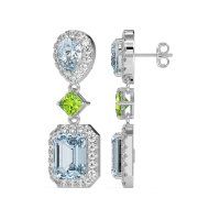 Multi Shape Halo Antique Dangle Earrings