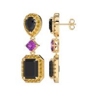 Multi Shape Halo Antique Dangle Earrings