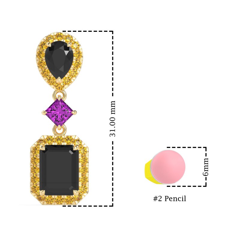 Multi Shape Halo Antique Dangle Earrings