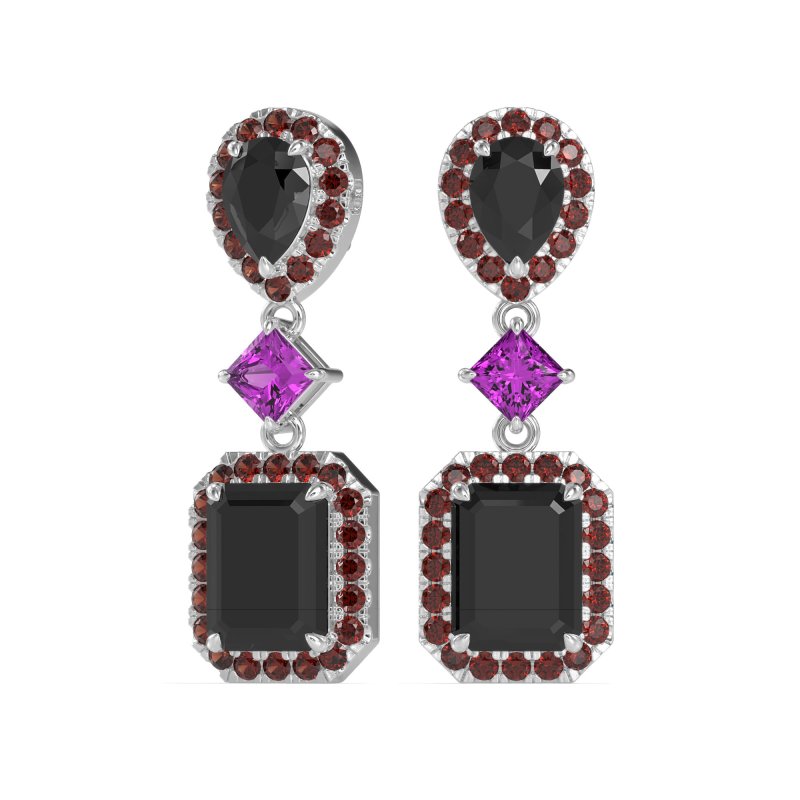Multi Shape Halo Antique Dangle Earrings