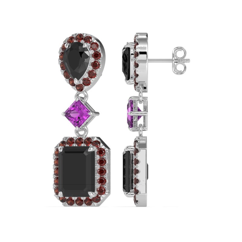 Multi Shape Halo Antique Dangle Earrings