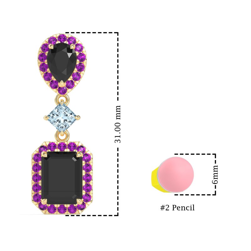 Multi Shape Halo Antique Dangle Earrings