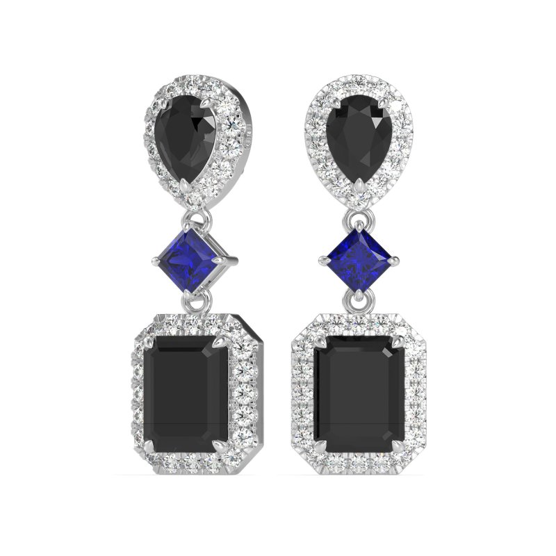Multi Shape Halo Antique Dangle Earrings