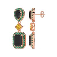 Multi Shape Halo Antique Dangle Earrings