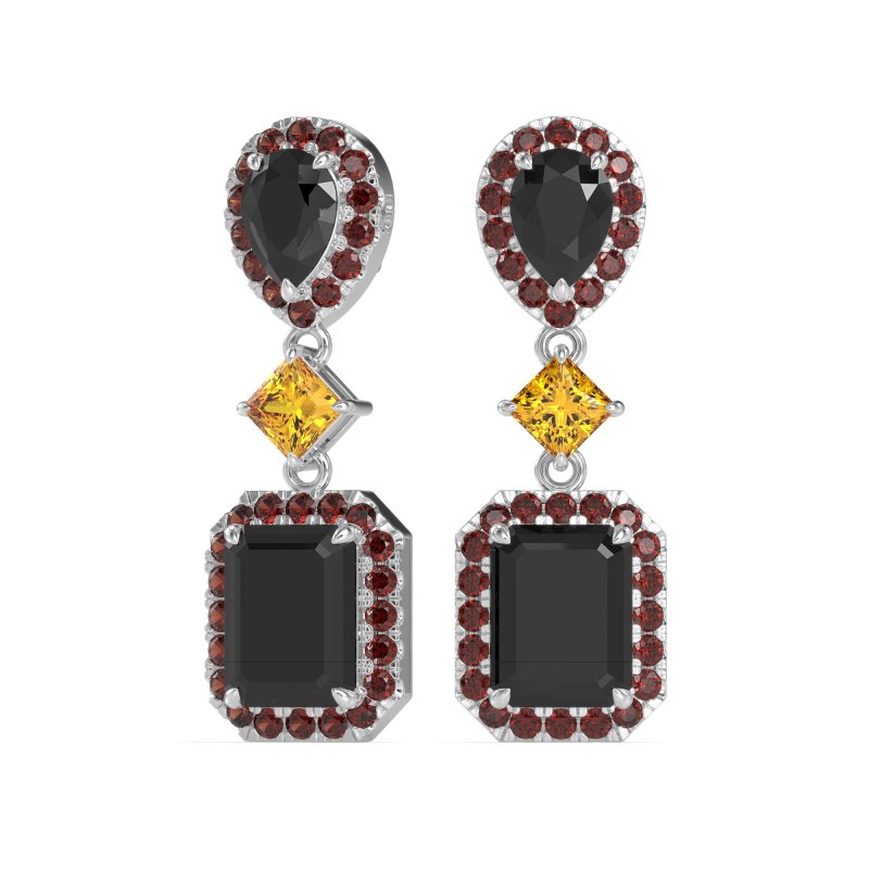 Multi Shape Halo Antique Dangle Earrings