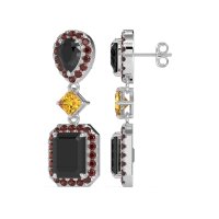 Multi Shape Halo Antique Dangle Earrings