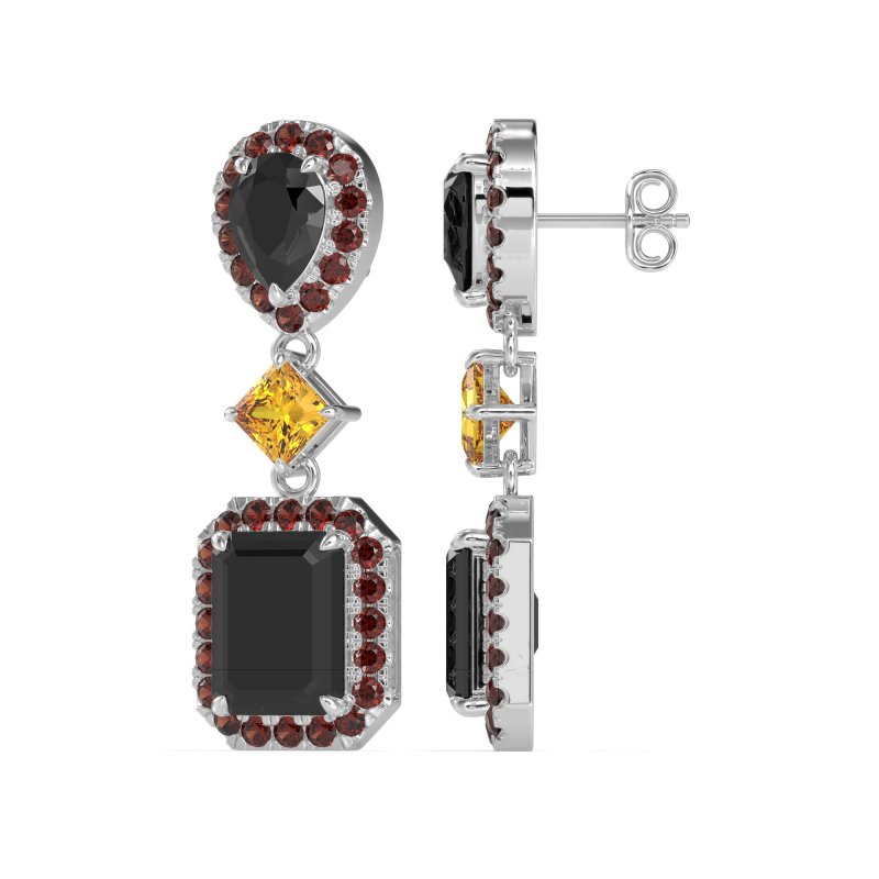 Multi Shape Halo Antique Dangle Earrings