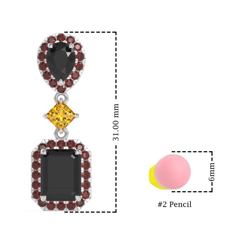 Multi Shape Halo Antique Dangle Earrings