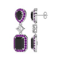 Multi Shape Halo Antique Dangle Earrings