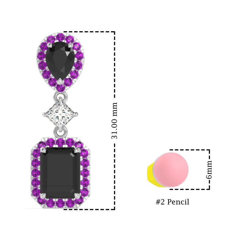 Multi Shape Halo Antique Dangle Earrings