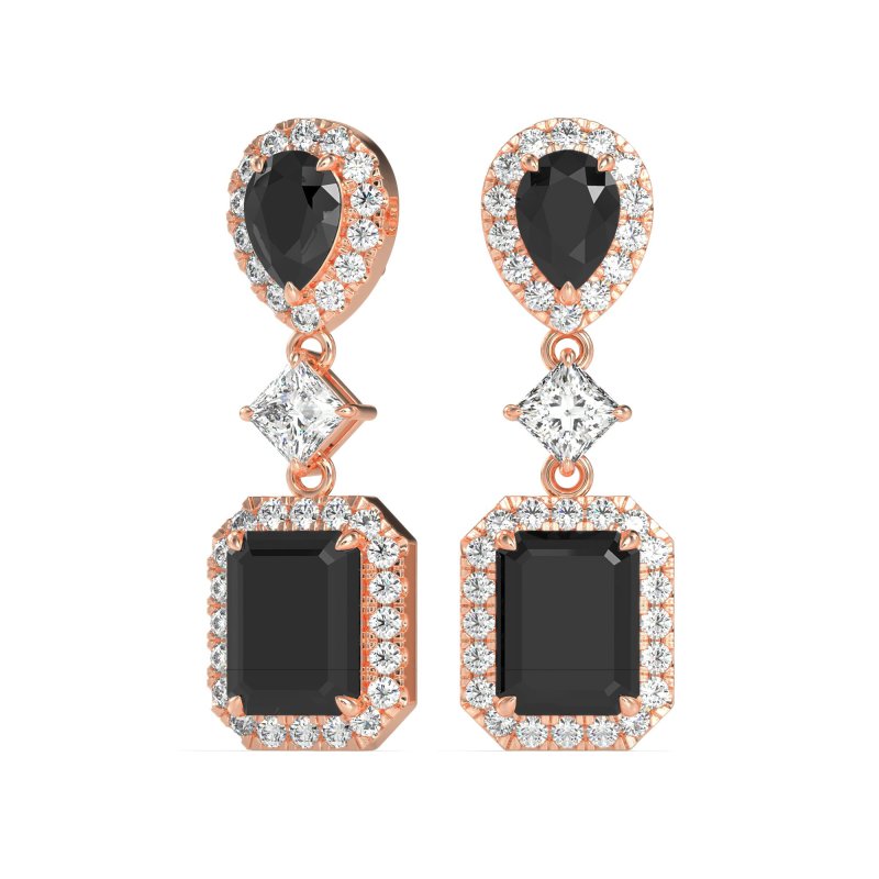 Multi Shape Halo Antique Dangle Earrings