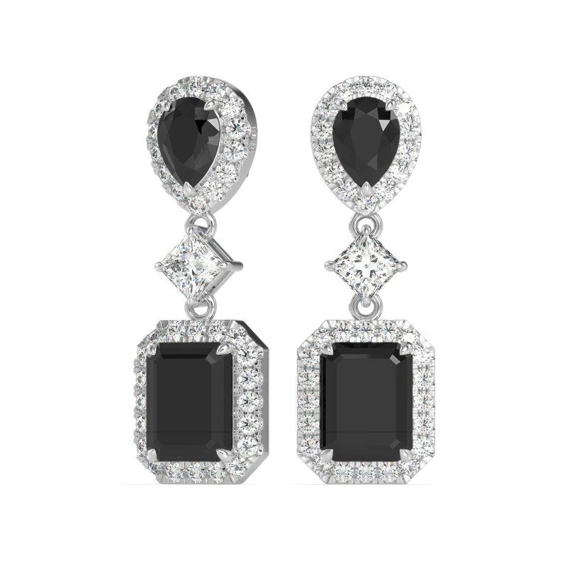 Multi Shape Halo Antique Dangle Earrings