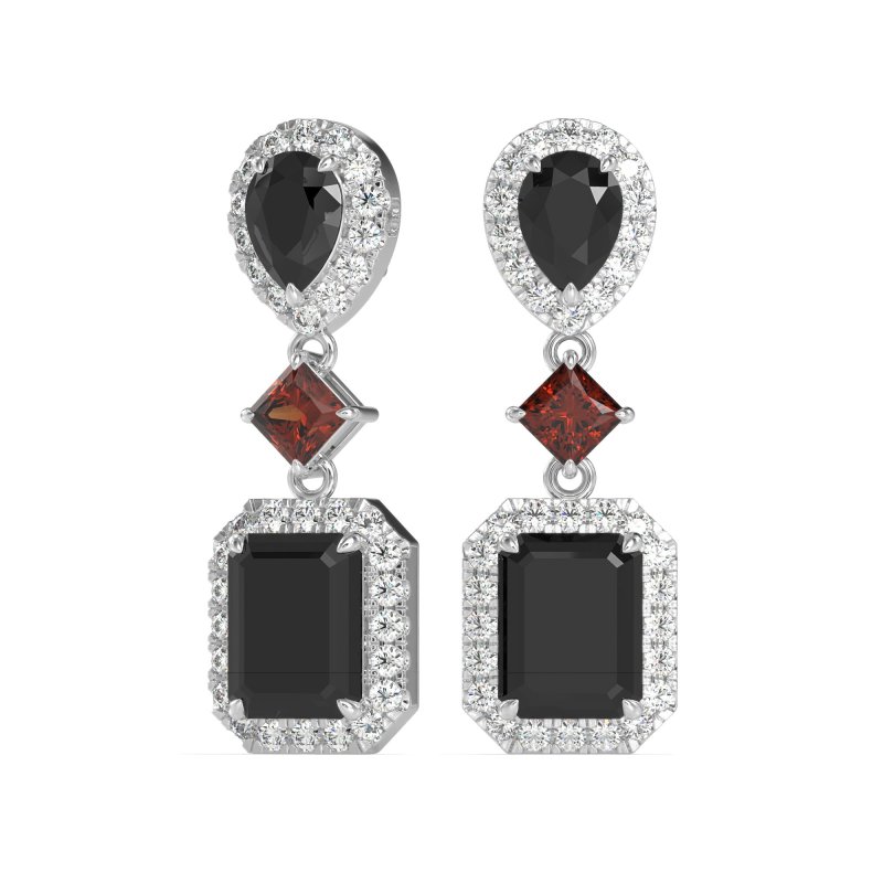 Multi Shape Halo Antique Dangle Earrings