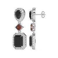 Multi Shape Halo Antique Dangle Earrings