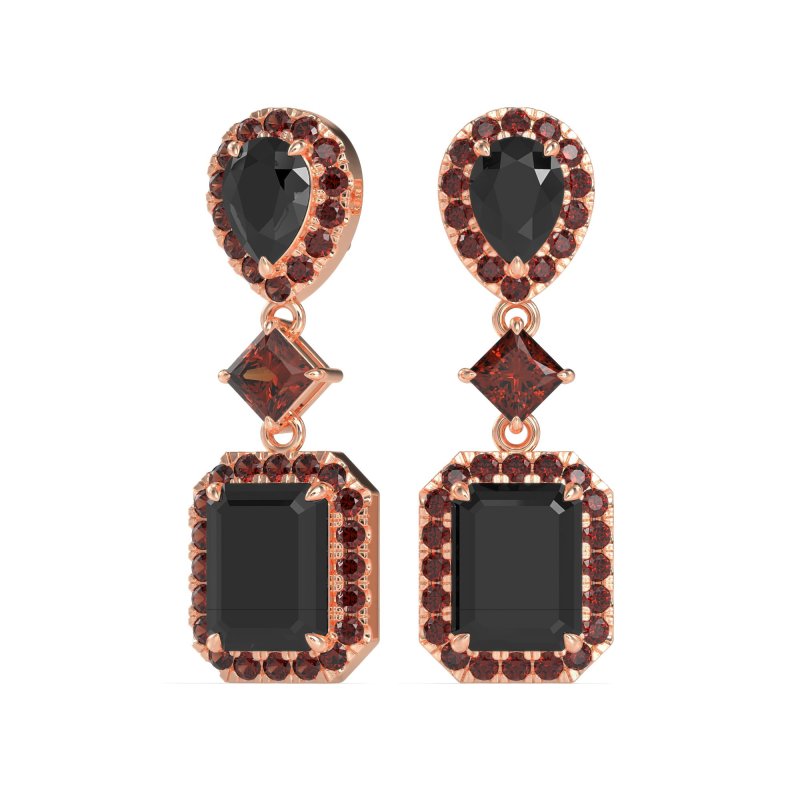 Multi Shape Halo Antique Dangle Earrings