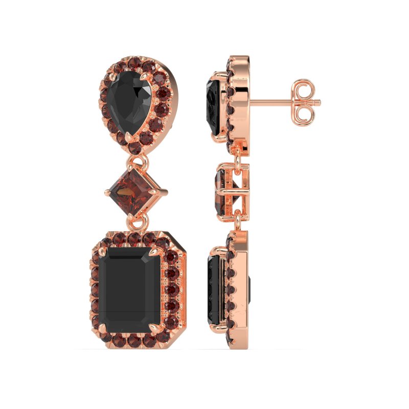 Multi Shape Halo Antique Dangle Earrings