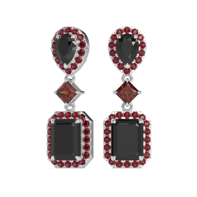 Multi Shape Halo Antique Dangle Earrings