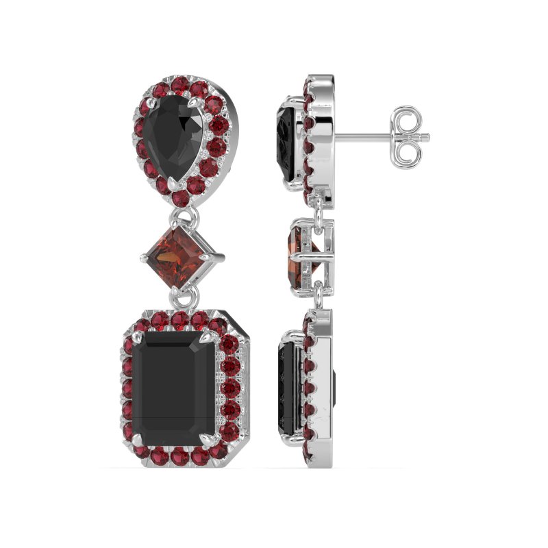 Multi Shape Halo Antique Dangle Earrings