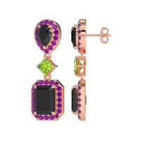 Multi Shape Halo Antique Dangle Earrings