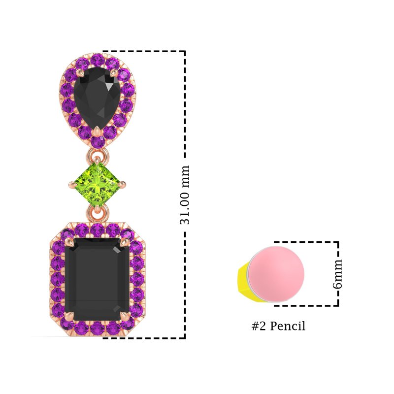 Multi Shape Halo Antique Dangle Earrings