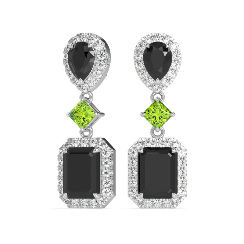 Multi Shape Halo Antique Dangle Earrings