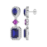 Multi Shape Halo Antique Dangle Earrings