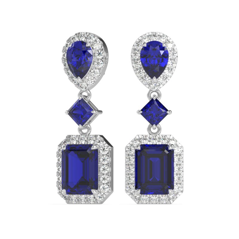 Multi Shape Halo Antique Dangle Earrings