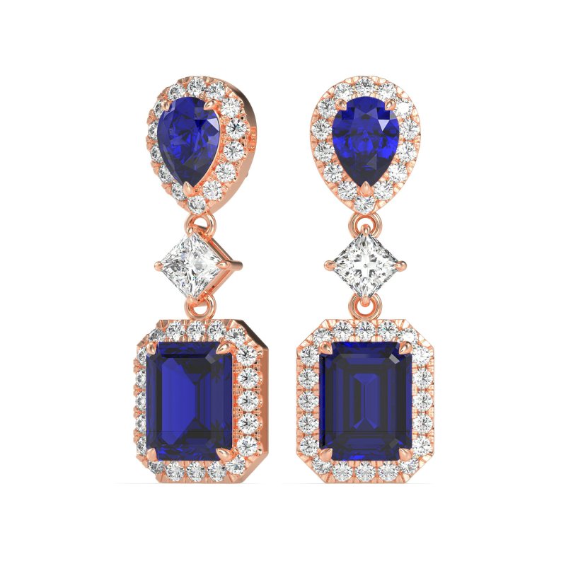 Multi Shape Halo Antique Dangle Earrings
