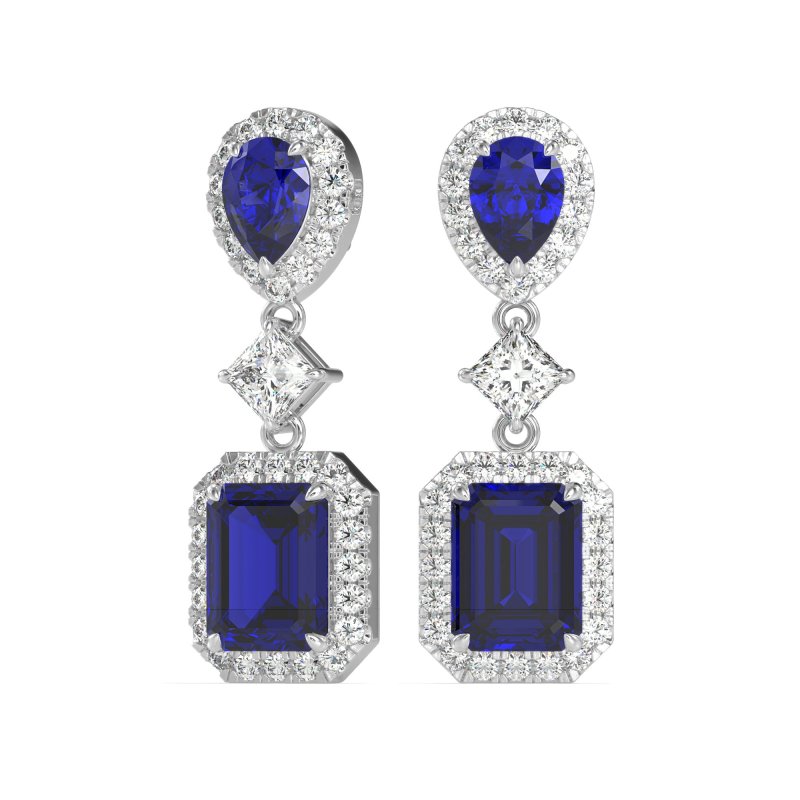 Multi Shape Halo Antique Dangle Earrings