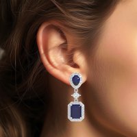 Multi Shape Halo Antique Dangle Earrings
