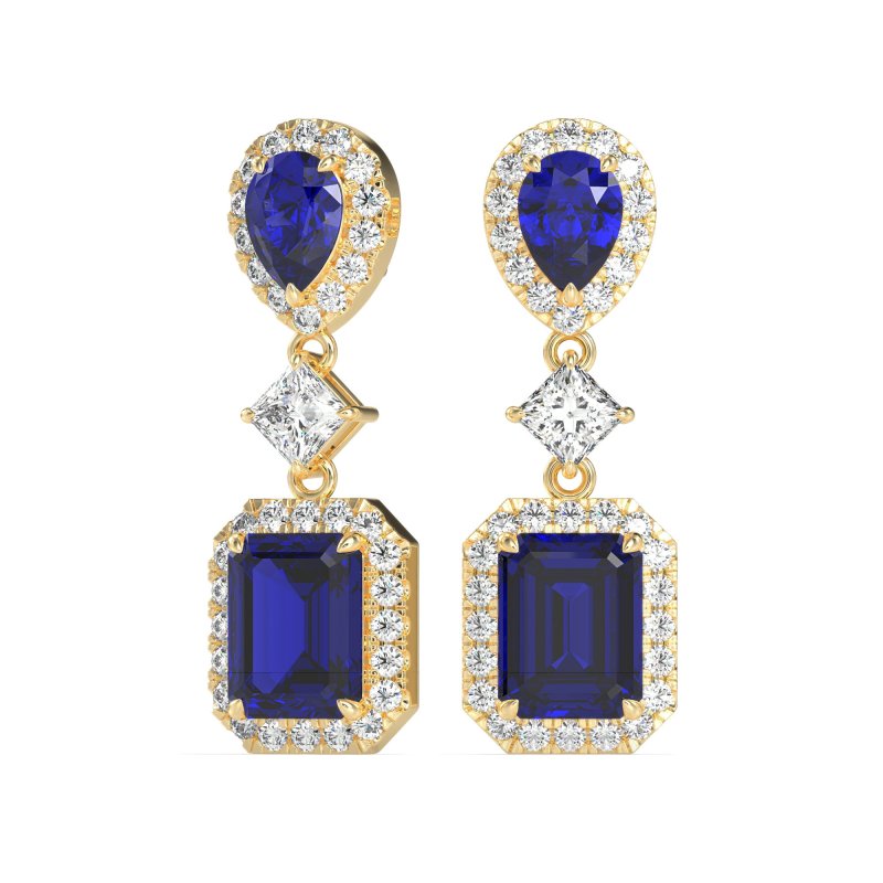 Multi Shape Halo Antique Dangle Earrings