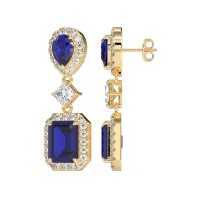 Multi Shape Halo Antique Dangle Earrings