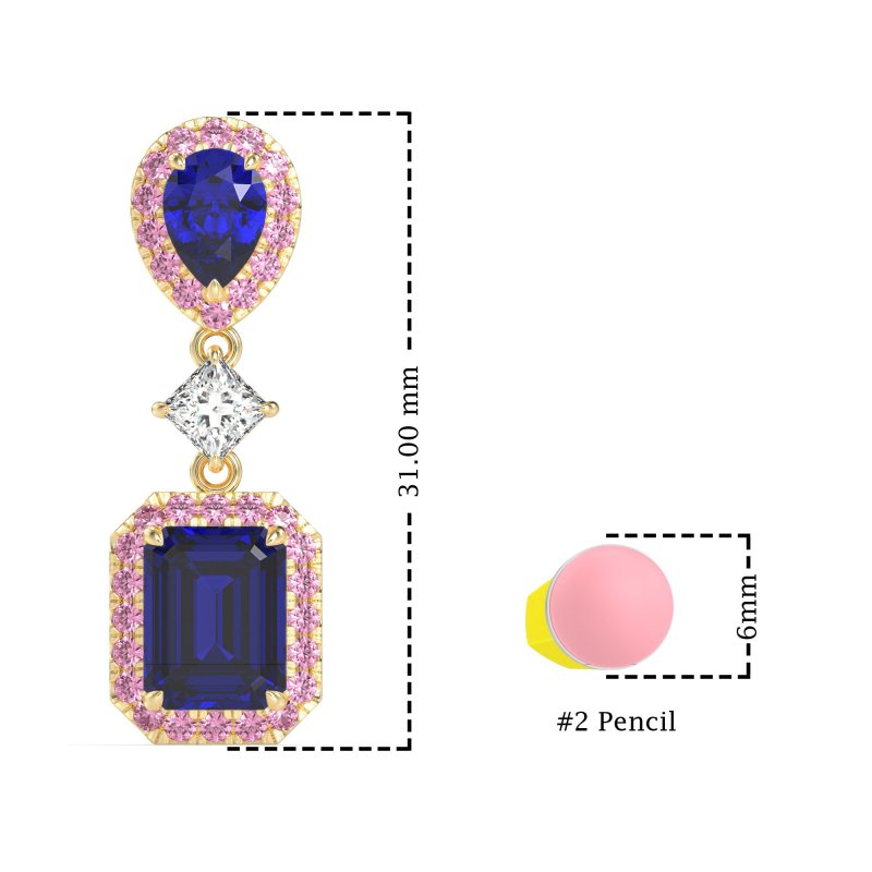 Multi Shape Halo Antique Dangle Earrings