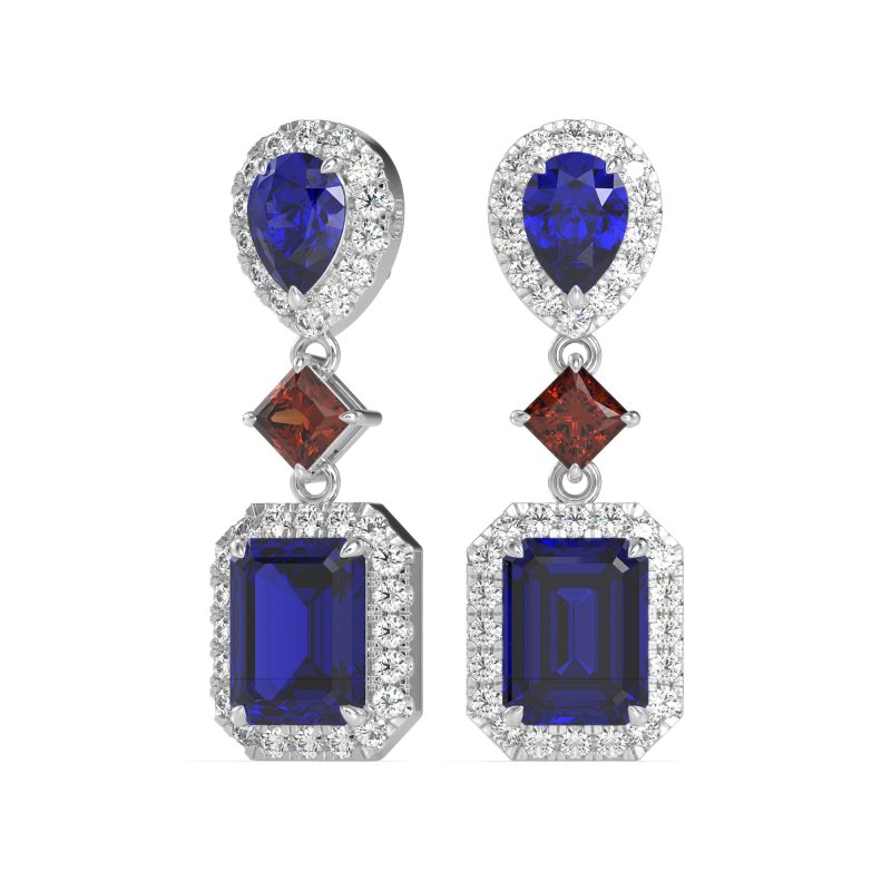 Multi Shape Halo Antique Dangle Earrings