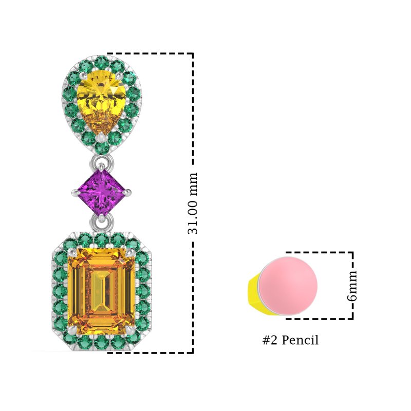 Multi Shape Halo Antique Dangle Earrings