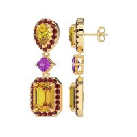 Multi Shape Halo Antique Dangle Earrings