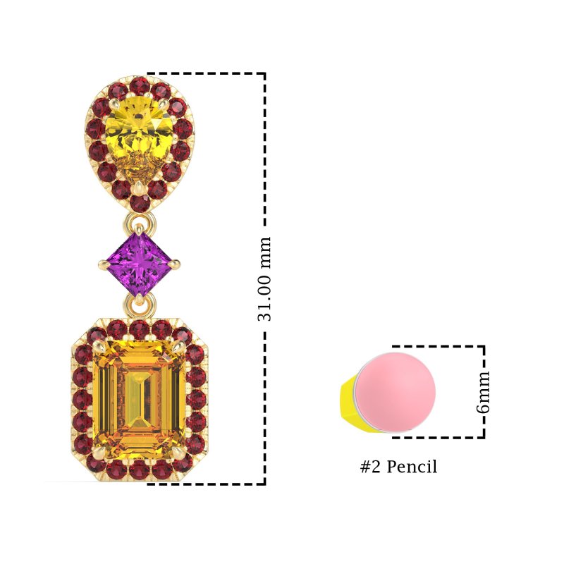 Multi Shape Halo Antique Dangle Earrings