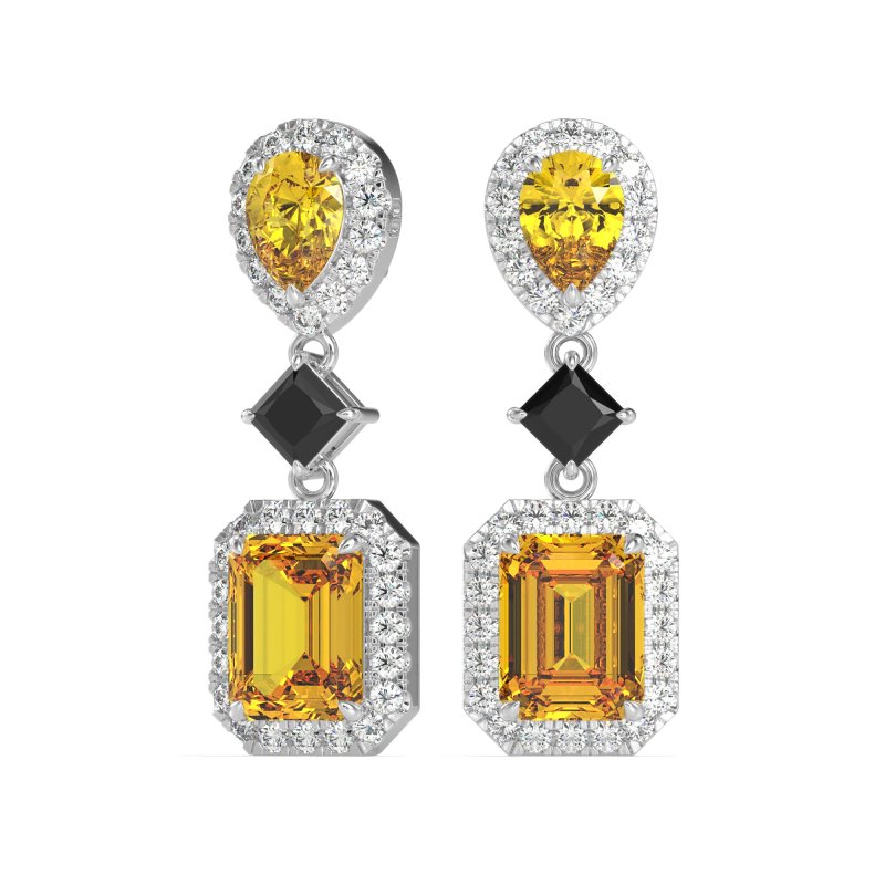 Multi Shape Halo Antique Dangle Earrings