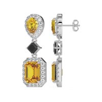 Multi Shape Halo Antique Dangle Earrings