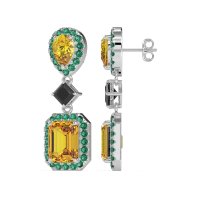 Multi Shape Halo Antique Dangle Earrings