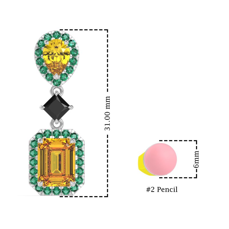 Multi Shape Halo Antique Dangle Earrings