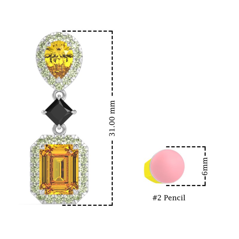 Multi Shape Halo Antique Dangle Earrings