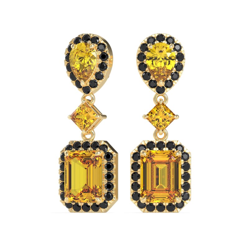 Multi Shape Halo Antique Dangle Earrings