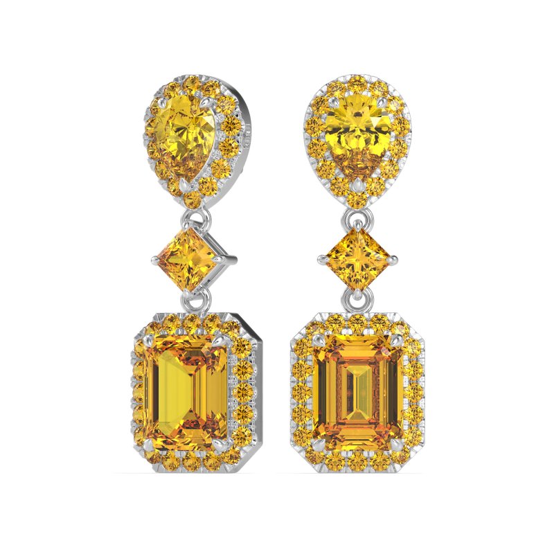 Multi Shape Halo Antique Dangle Earrings