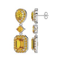 Multi Shape Halo Antique Dangle Earrings